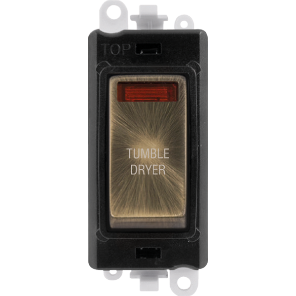 Click GridPro 20AX Double Pole Switch With Neon Module - Black - Antique Brass - Tumble Dryer – GM2018NBKAB-TD