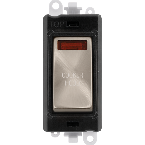 Click GridPro 20AX Double Pole Switch With Neon Module - Black - Brushed Stainless - Cooker Hood – GM2018NBKBS-CH