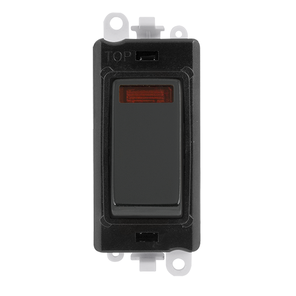 Click GridPro 20AX Double Pole Switch With Neon Module - Black - Metal Black – GM2018NBKMB