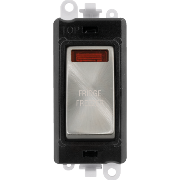Click GridPro 20AX Double Pole Switch With Neon Module - Black - Satin Chrome - Fridge Freezer – GM2018NBKSC-FF