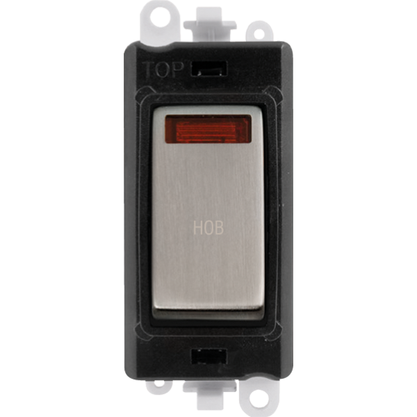 Click GridPro 20AX Double Pole Switch With Neon Module - Black - Stainless Steel - Hob – GM2018NBKSS-HB