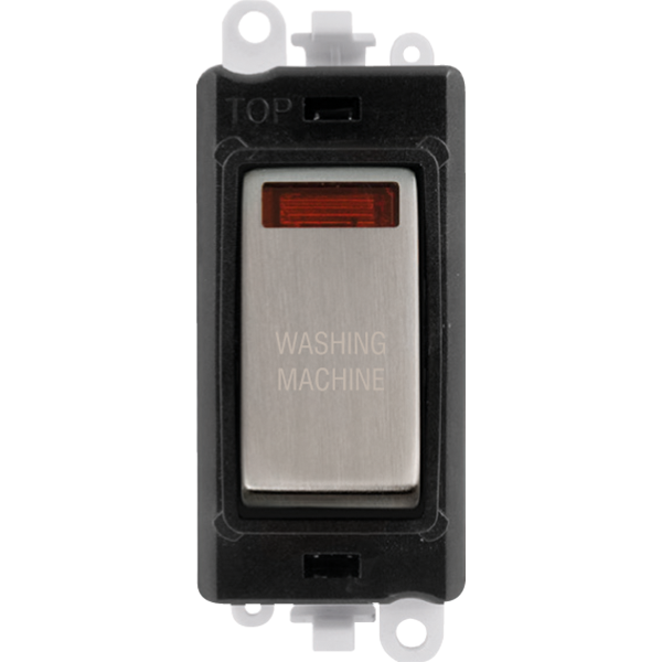 Click GridPro 20AX Double Pole Switch With Neon Module - Black - Stainless Steel - Washing Machine – GM2018NBKSS-WM