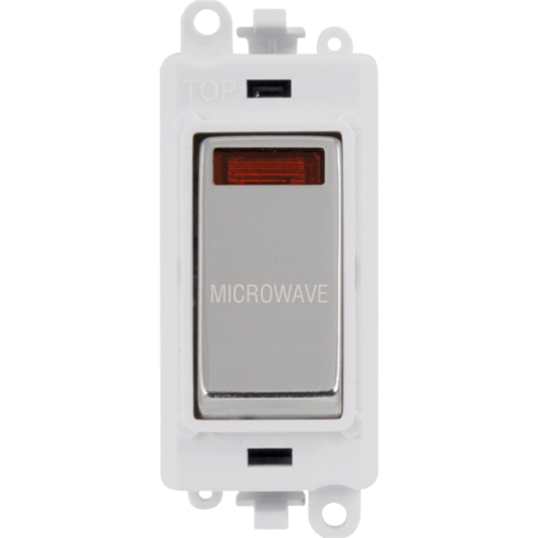 Click GridPro 20AX Double Pole Switch With Neon Module - Polar White - Polished Chrome - Microwave – GM2018NPWCH-MW