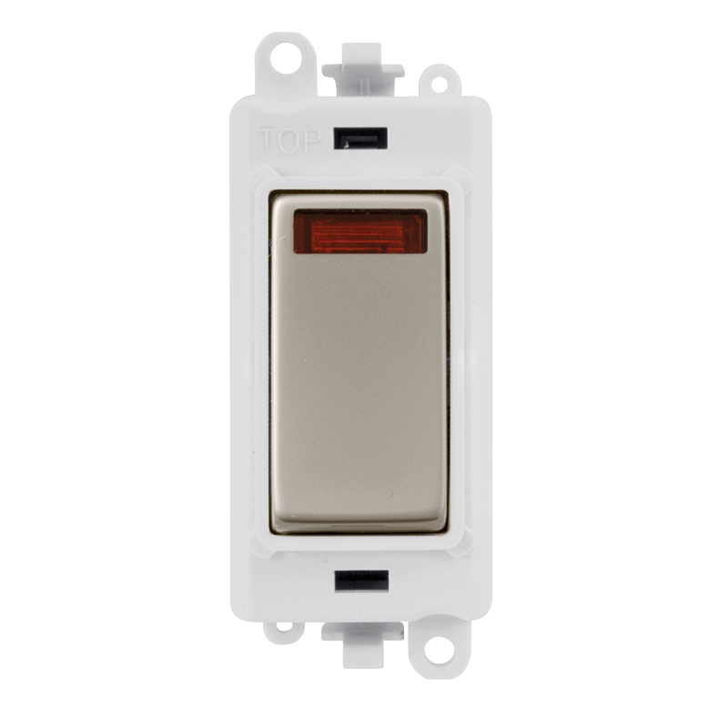 Click GridPro 20AX Double Pole Switch With Neon Module - Polar White - Pearl Nickel – GM2018NPWPN