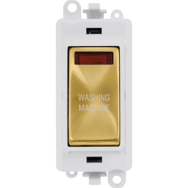 Click GridPro 20AX Double Pole Switch With Neon Module - Polar White - Satin Brass - Washing Machine – GM2018NPWSB-WM