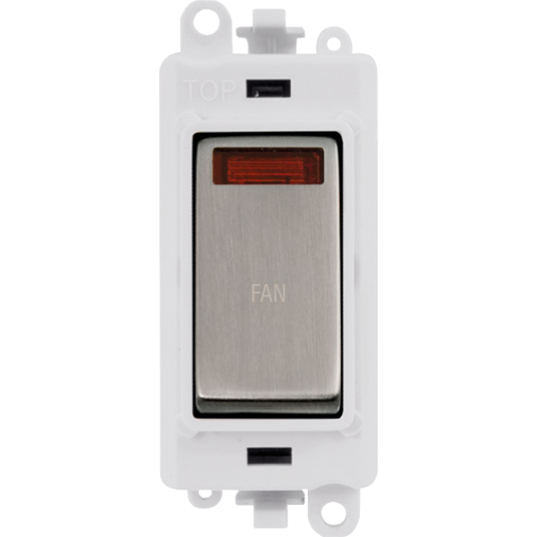 Click GridPro 20AX Double Pole Switch With Neon Module - Polar White - Stainless Steel - Fan – GM2018NPWSS-FN