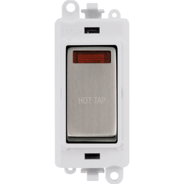 Click GridPro 20AX Double Pole Switch With Neon Module - Polar White - Stainless Steel - Hot Tap – GM2018NPWSS-HT