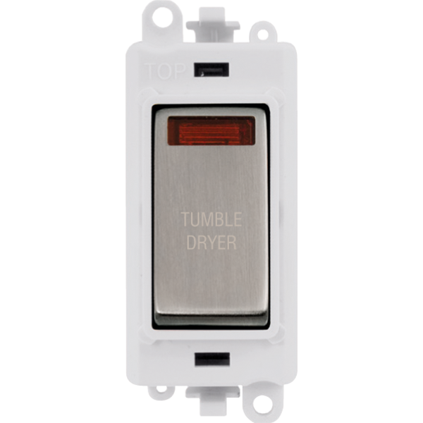 Click GridPro 20AX Double Pole Switch With Neon Module - Polar White - Stainless Steel - Tumble Dryer – GM2018NPWSS-TD
