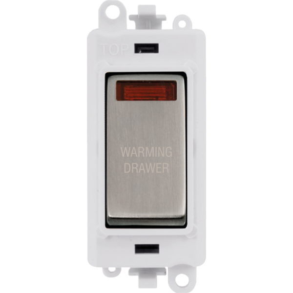 Click GridPro 20AX Double Pole Switch With Neon Module - Polar White - Stainless Steel - Warming Drawer – GM2018NPWSS-WDR