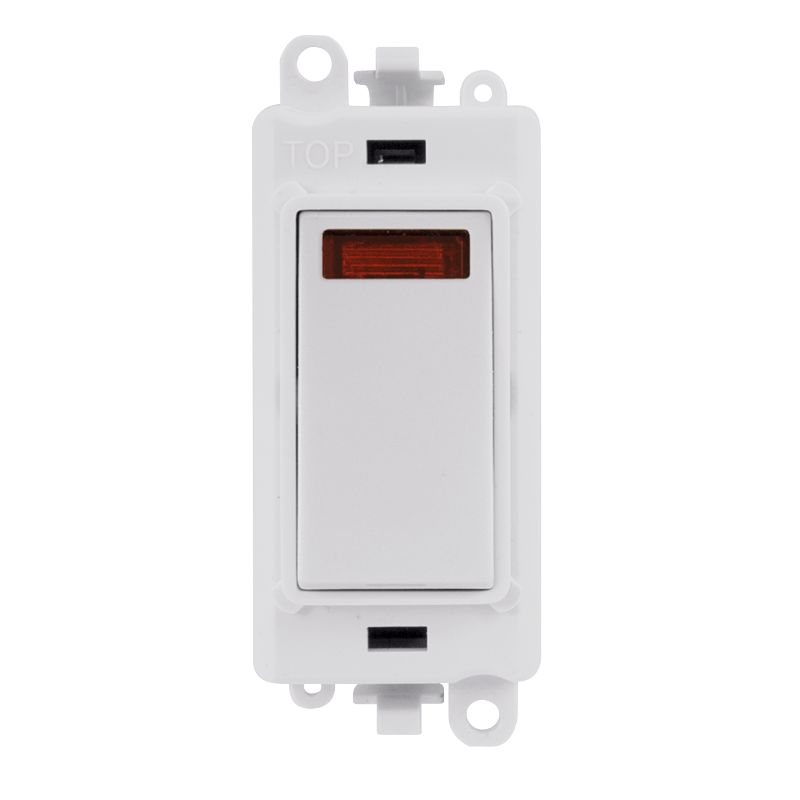 Click GridPro 20AX Double Pole Switch With Neon Module - Polar White – GM2018NPW