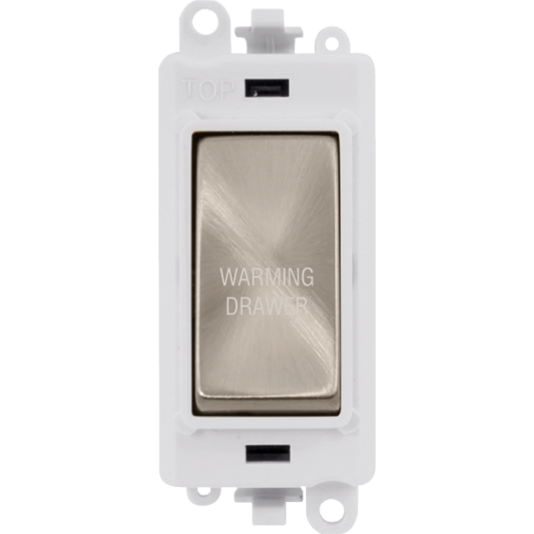 Click GridPro 20AX Double Pole Switch Module - Polar White - Brushed Stainless - Warming Drawer – GM2018PWBS-WDR