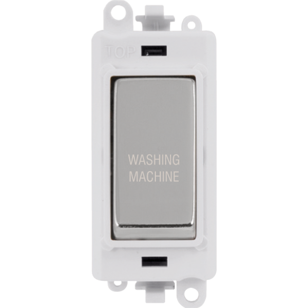 Click GridPro 20AX Double Pole Switch Module - Polar White - Polished Chrome - Washing Machine – GM2018PWCH-WM