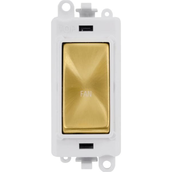 Click GridPro 20AX Double Pole Switch Module - Polar White - Satin Brass - Fan – GM2018PWSB-FN