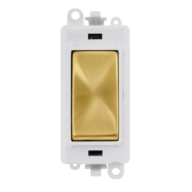 Click GridPro 20AX Double Pole Switch Module - Polar White - Satin Brass – GM2018PWSB