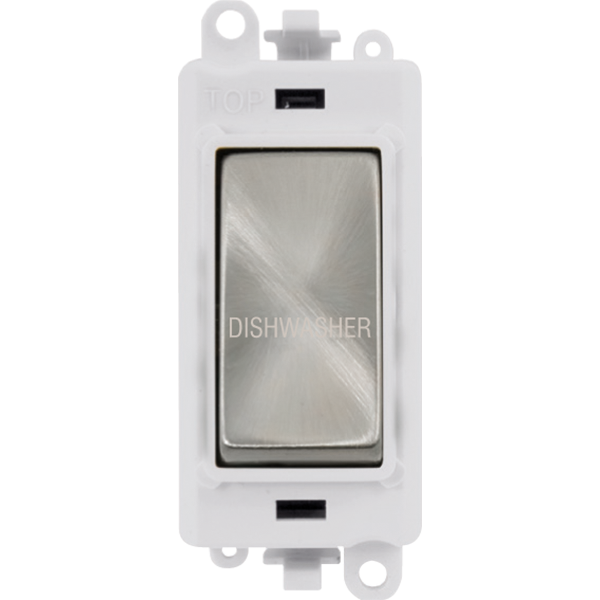 Click GridPro 20AX Double Pole Switch Module - Polar White - Satin Chrome - Dishwasher – GM2018PWSC-DW