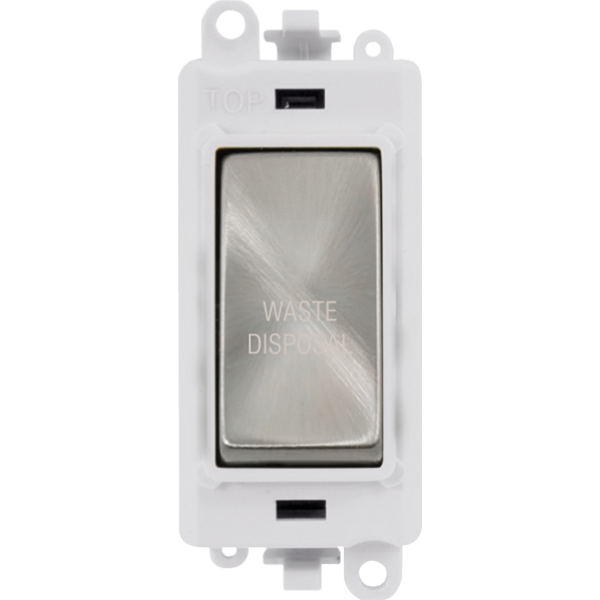 Click GridPro 20AX Double Pole Switch Module - Polar White - Satin Chrome - Waste Disposal – GM2018PWSC-WD
