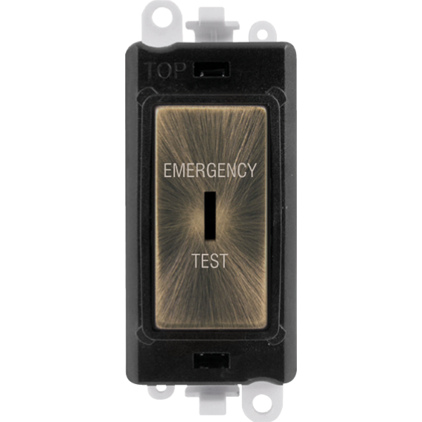 Click GridPro 20AX Double Pole Keyswitch 'Emergency Test' - Black - Antique Brass – GM2046BKABET