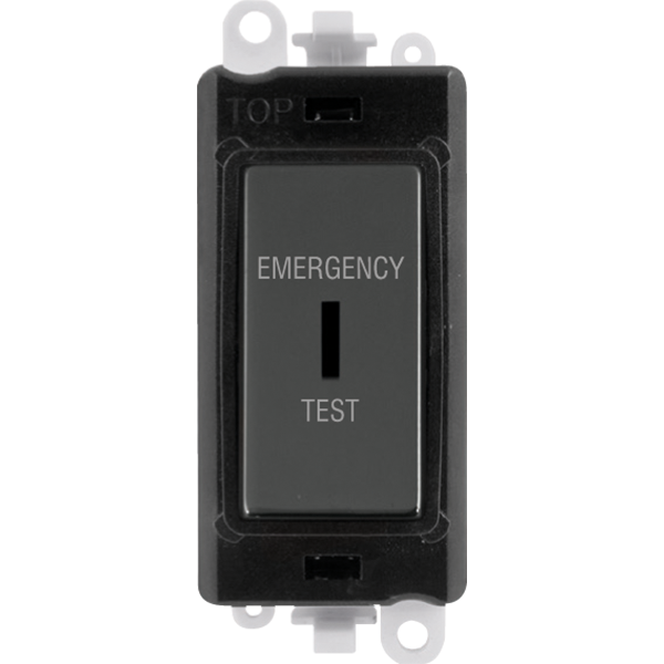 Click GridPro 20AX Double Pole Keyswitch 'Emergency Test' - Black - Black Nickel – GM2046BKBNET