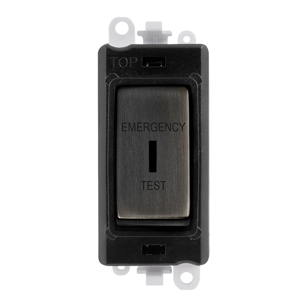 Click GridPro GRIDPRO 20AX DOUBLE POLE 'EMERGENCY TEST' KEY SWITCH MODULE - BLACK INSERT - METAL MATT BRONZE SWITCH – GM2046BKBZET