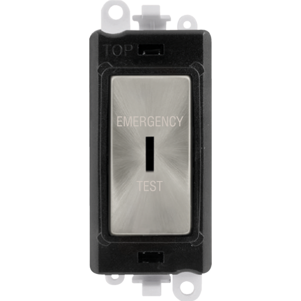 Click GridPro 20AX Double Pole Keyswitch 'Emergency Test' - Black - Satin Chrome – GM2046BKSCET