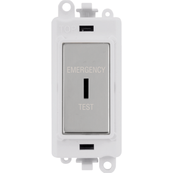 Click GridPro 20AX Double Pole Keyswitch 'Emergency Test' - White - Polished Chrome – GM2046PWCHET