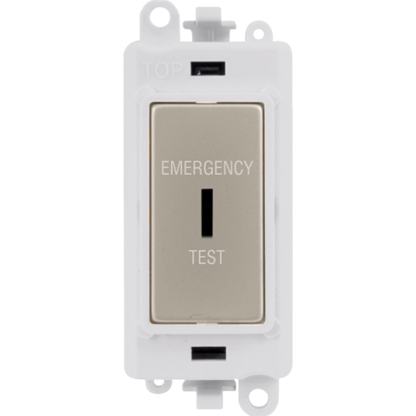 Click GridPro 20AX Double Pole Keyswitch 'Emergency Test' - White - Pearl Nickel – GM2046PWPNET