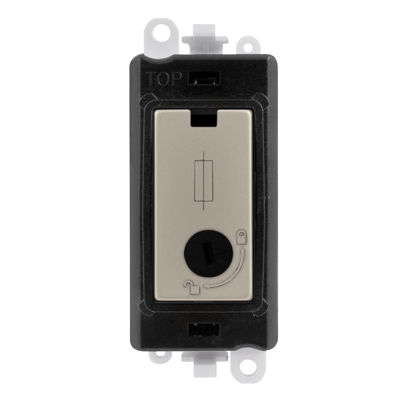 Click GridPro 13A Fused Lockable Module - Black - Pearl Nickel – GM2047-LBKPN