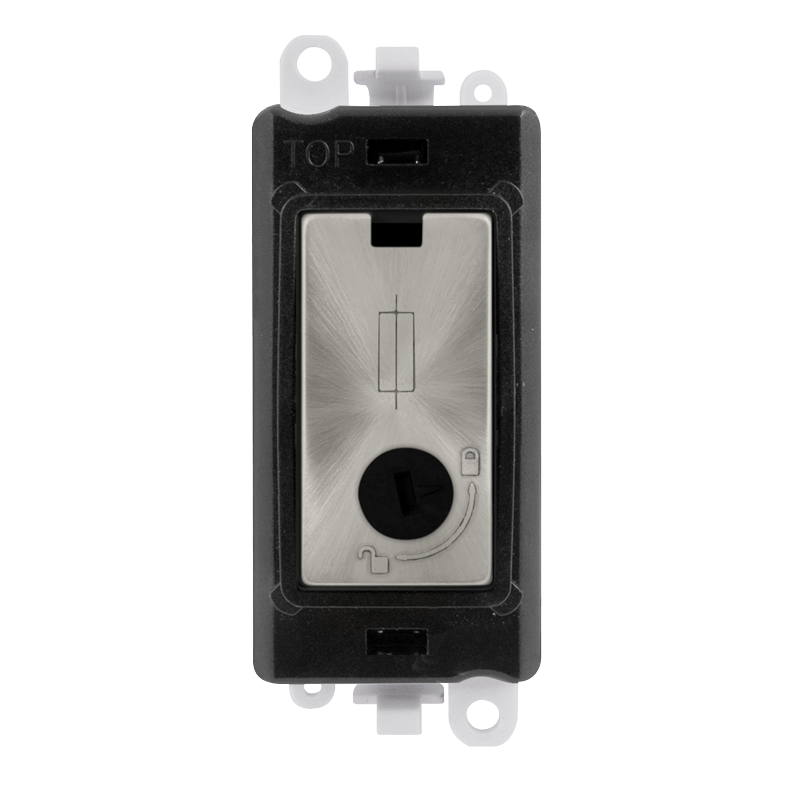 Click GridPro 13A Fused Lockable Module - Black - Satin Chrome – GM2047-LBKSC