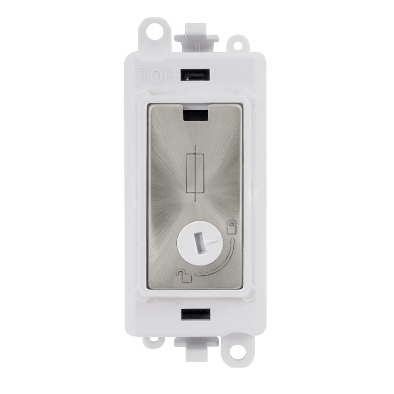 Click GridPro 13A Fused Lockable Module - White - Satin Chrome – GM2047-LPWSC