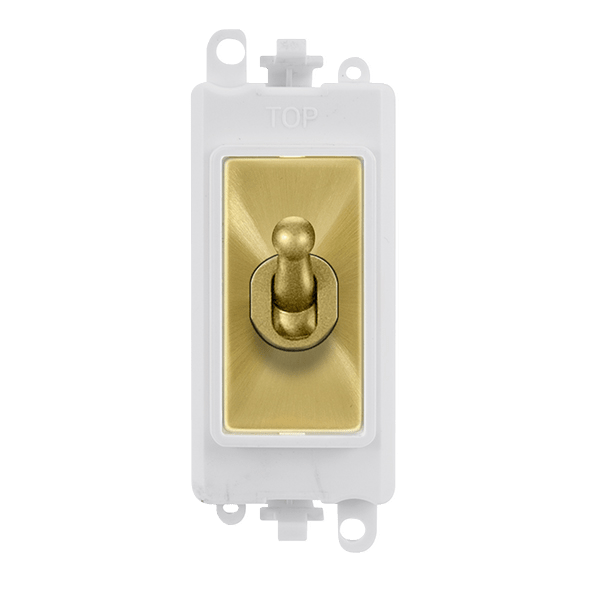 Click GridPro 20AX Double Pole Toggle Switch Module - Polar White - Satin Brass – GM209018PWSB