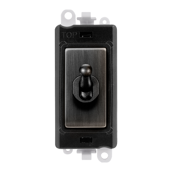 Click GridPro GRIDPRO 20AX INTERMEDIATE TOGGLE SWITCH MODULE - BLACK INSERT - METAL MATT BRONZE SWITCH – GM209028BKBZ