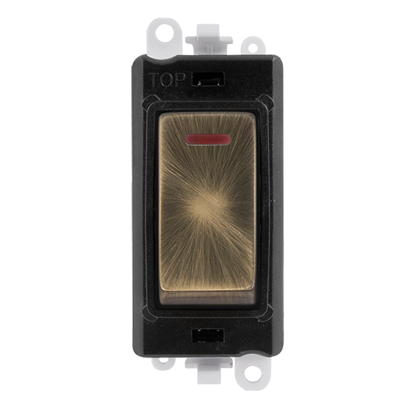 Click GridPro 20AX Double Pole Switch With LED Module - Black - Antique Brass – GM2218BKAB