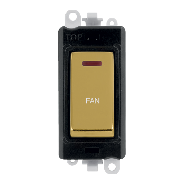 Click GridPro 20AX Double Pole Switch With LED Module - Black - Polished Brass - Fan – GM2218BKBR-FN