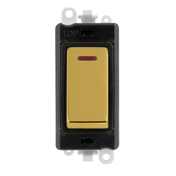 Click GridPro 20AX Double Pole Switch With LED Module - Black - Polished Brass – GM2218BKBR
