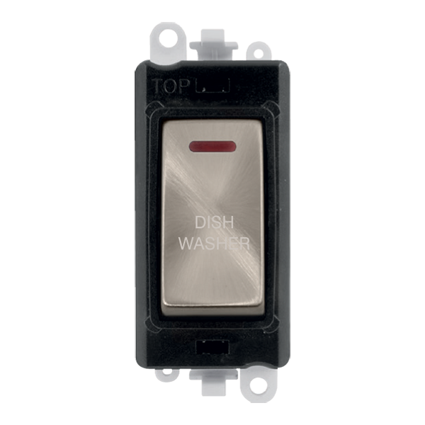Click GridPro 20AX Double Pole Switch With LED Module - Black - Brushed Stainless - Dishwasher – GM2218BKBS-DW