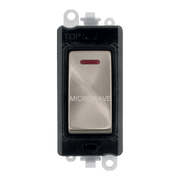 Click GridPro 20AX Double Pole Switch With LED Module - Black - Brushed Stainless - Microwave – GM2218BKBS-MW