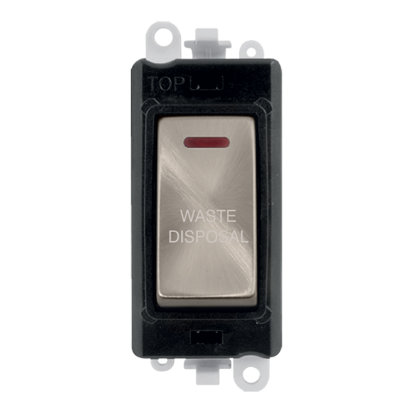 Click GridPro 20AX Double Pole Switch With LED Module - Black - Brushed Stainless - Waste Disposal – GM2218BKBS-WD