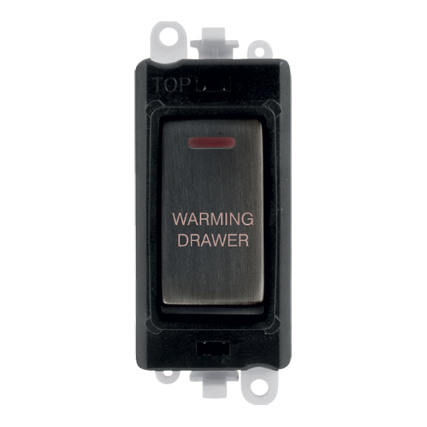 Click GridPro 20AX Double Pole Switch With LED Module - Black - Matt Bronze - Warming Drawer – GM2218BKBZ-WDR