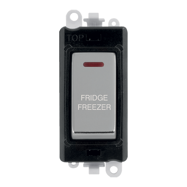 Click GridPro 20AX Double Pole Switch With LED Module - Black - Polished Chrome - Fridge Freezer – GM2218BKCH-FF
