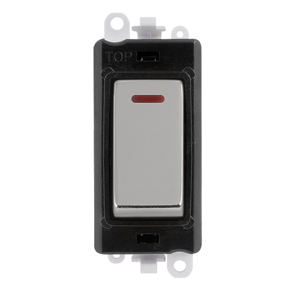 Click GridPro 20AX Double Pole Switch With LED Module - Black - Polished Chrome – GM2218BKCH