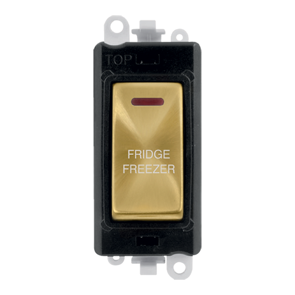Click GridPro 20AX Double Pole Switch With LED Module - Black - Satin Brass - Fridge Freezer – GM2218BKSB-FF