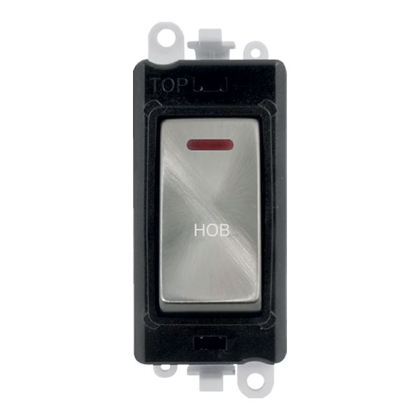 Click GridPro 20AX Double Pole Switch With LED Module - Black - Satin Chrome - Hob – GM2218BKSC-HB