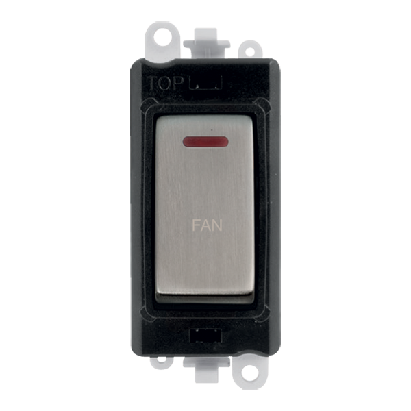 Click GridPro 20AX Double Pole Switch With LED Module - Black - Stainless Steel - Fan – GM2218BKSS-FN