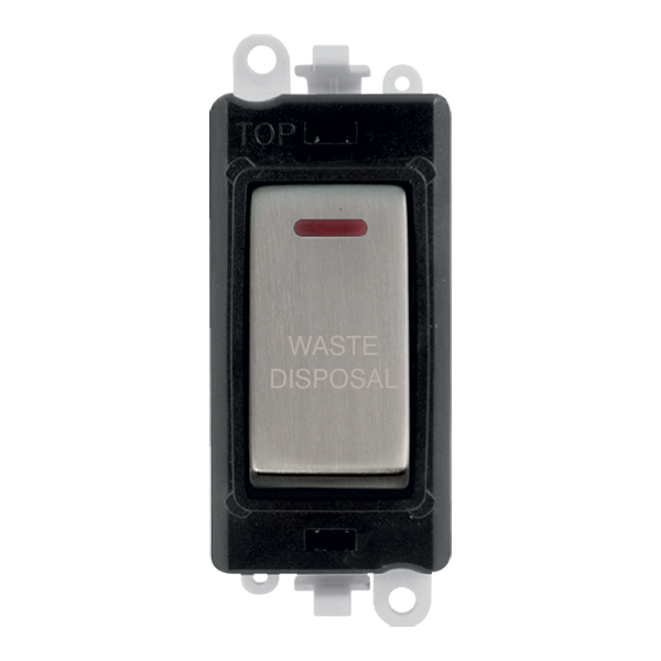 Click GridPro 20AX Double Pole Switch With LED Module - Black - Stainless Steel - Waste Disposal – GM2218BKSS-WD