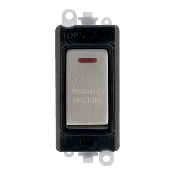 Click GridPro 20AX Double Pole Switch With LED Module - Black - Stainless Steel - Washing Machine – GM2218BKSS-WM