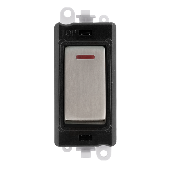 Click GridPro 20AX Double Pole Switch With LED Module - Black - Stainless Steel – GM2218BKSS