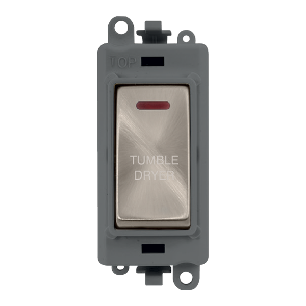 Click GridPro 20AX Double Pole Switch With LED Module - Grey - Brushed Stainless - Tumble Dryer – GM2218GYBS-TD