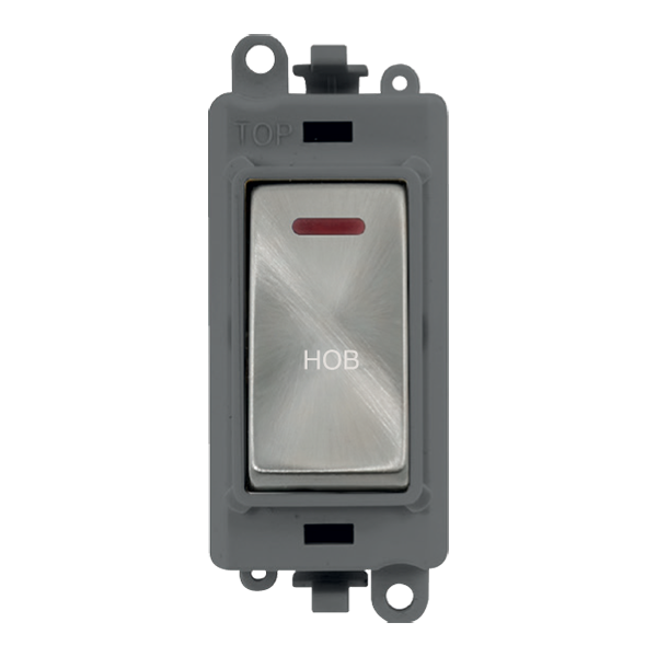 Click GridPro 20AX Double Pole Switch With LED Module - Grey - Satin Chrome - Hob – GM2218GYSC-HB