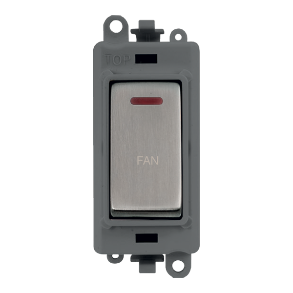 Click GridPro 20AX Double Pole Switch With LED Module - Grey - Stainless Steel - Fan – GM2218GYSS-FN