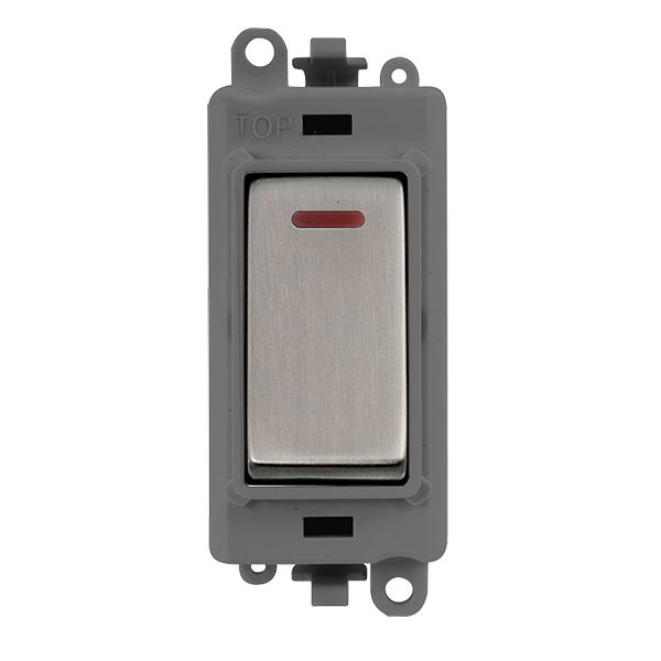 Click GridPro 20AX Double Pole Switch With LED Module - Grey - Stainless Steel – GM2218GYSS